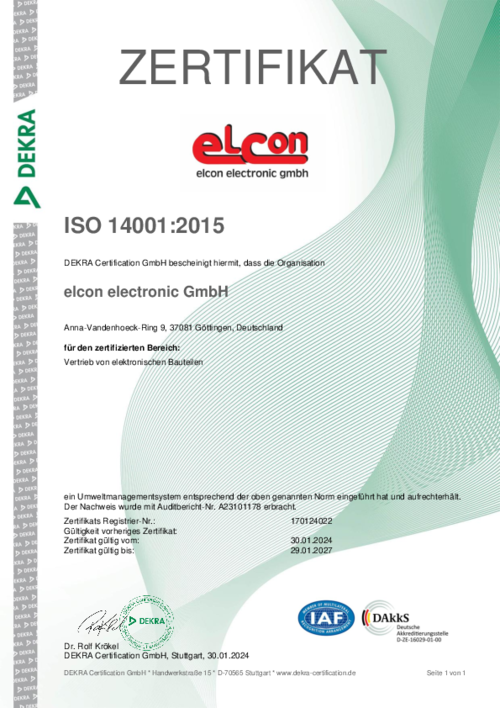 DIN EN ISO 14001 Zertifikat Deutsch
